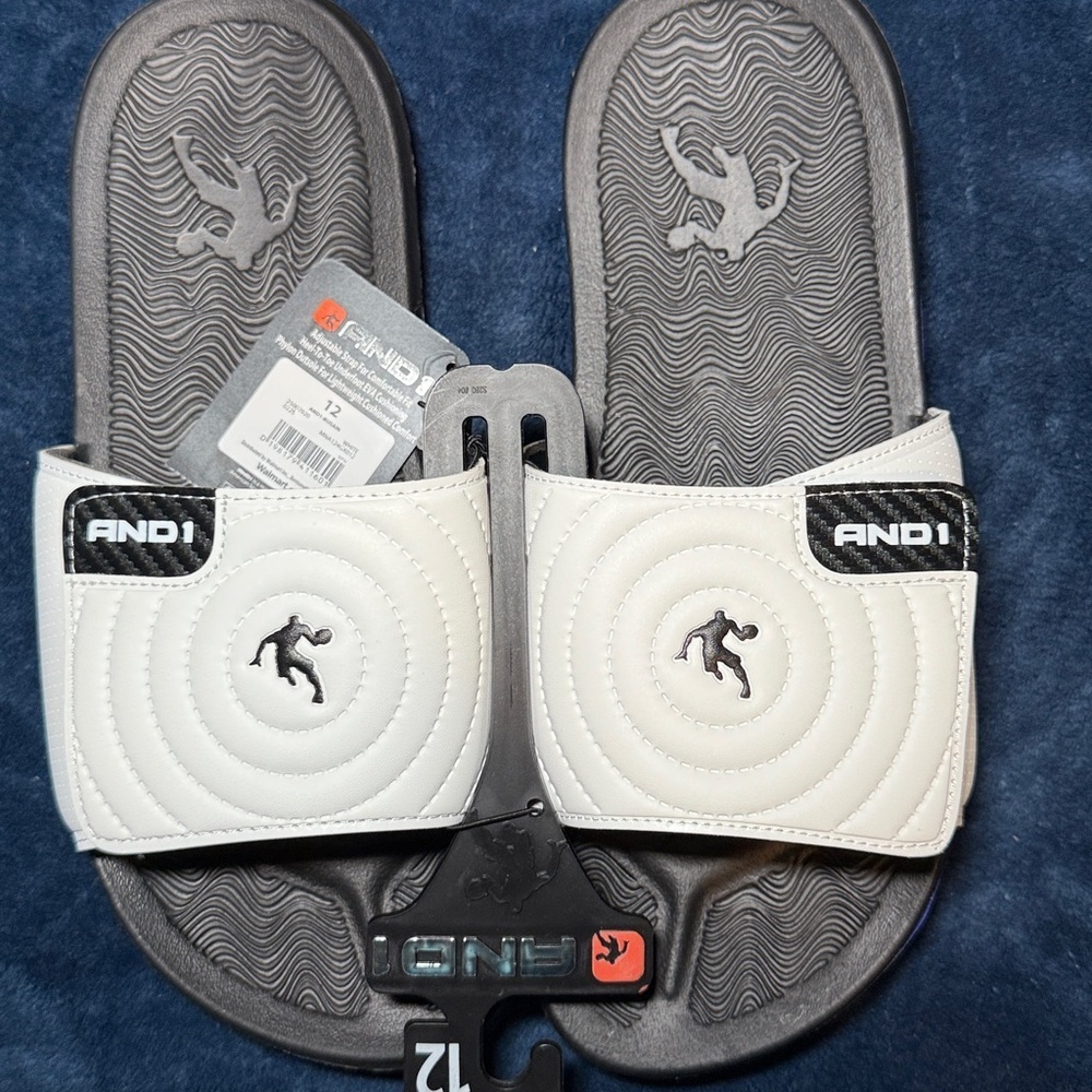 NEW! AND1 Busain Men’s Athletic Adjustable Slide Sandals Flip Flops Cushioning